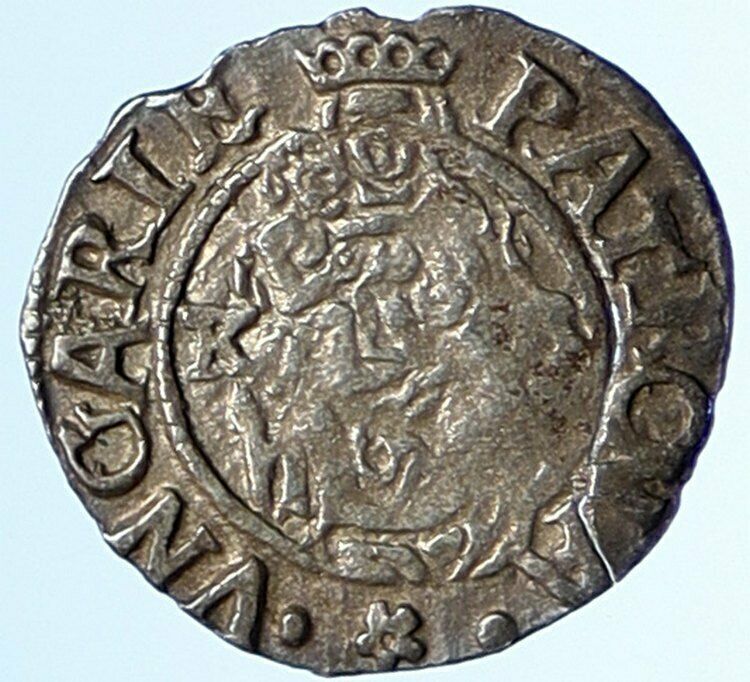 1579 HUNGARY King RUDOLF II Madonna Child Antique OLD Silver Denar Coin i104815