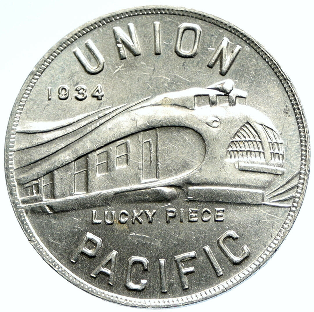 1934 USA UNITED STATES Union Pacific RAILROAD Train Aluminum Token Coin i104687