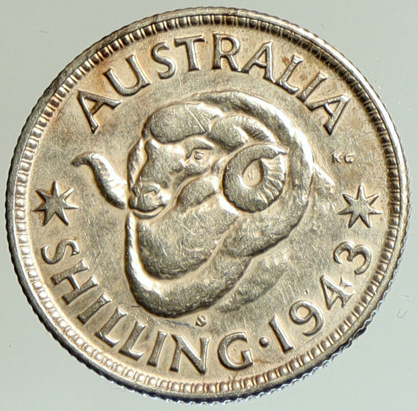 1943 S AUSTRALIA King George VI United Kingdom Silver Shilling Coin RAM i105222