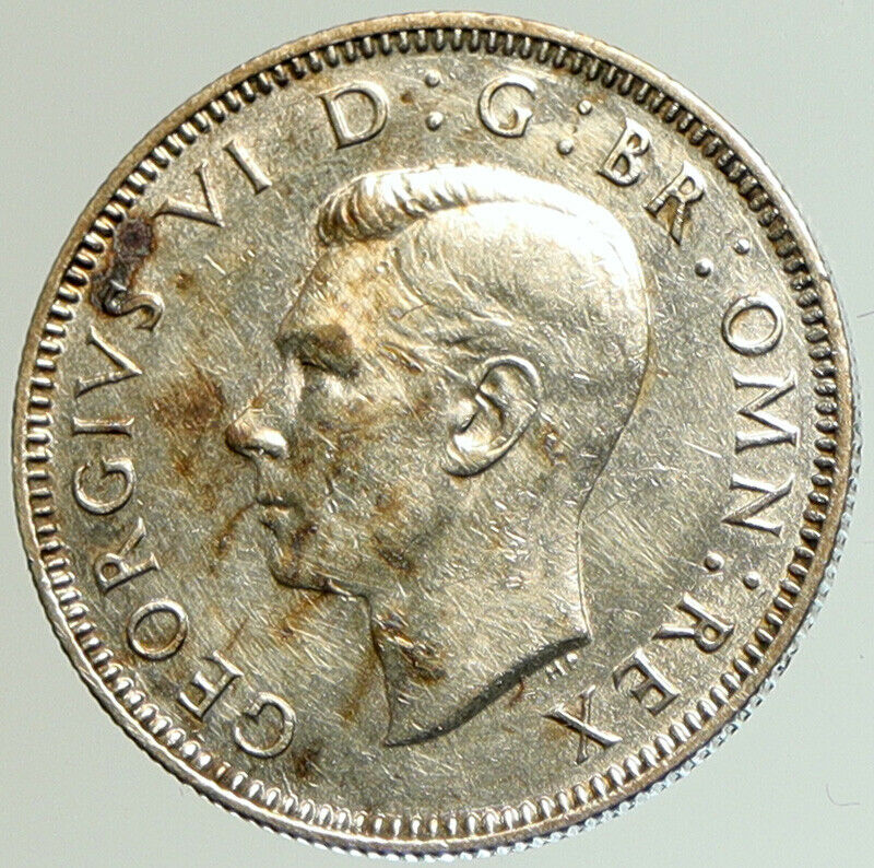 1942 Great Britain UK United Kingdom King George VI SILVER SHILLING Coin i105229