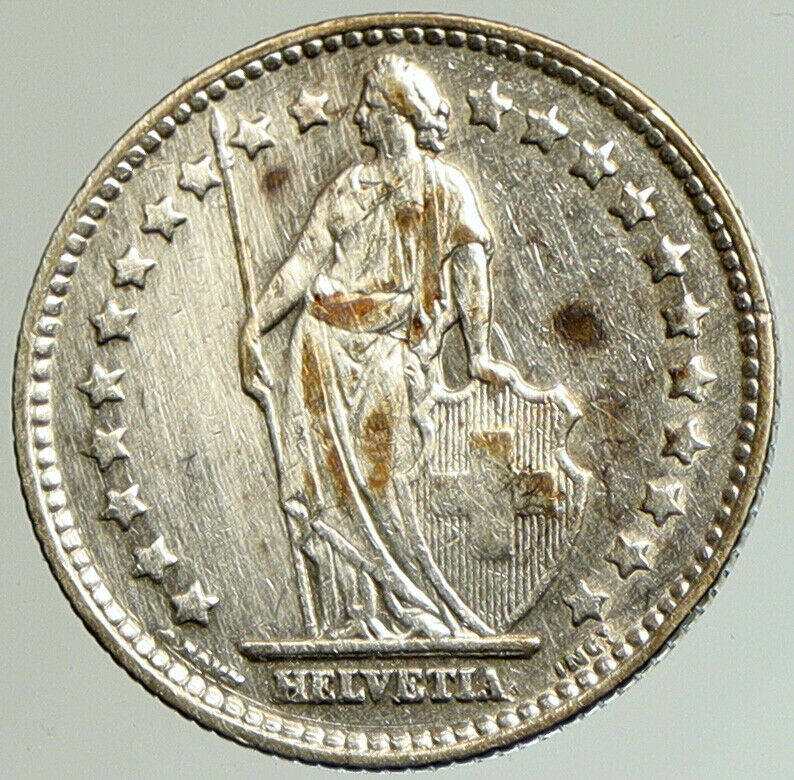 1939 B SWITZERLAND HELVETIA Symbolizes SWISS Nation SILVER 1 Franc Coin i105206