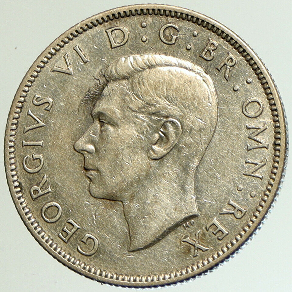 1941 United Kingdom Great Britain GEORGE VI Crowned Silver Florin Coin i105209