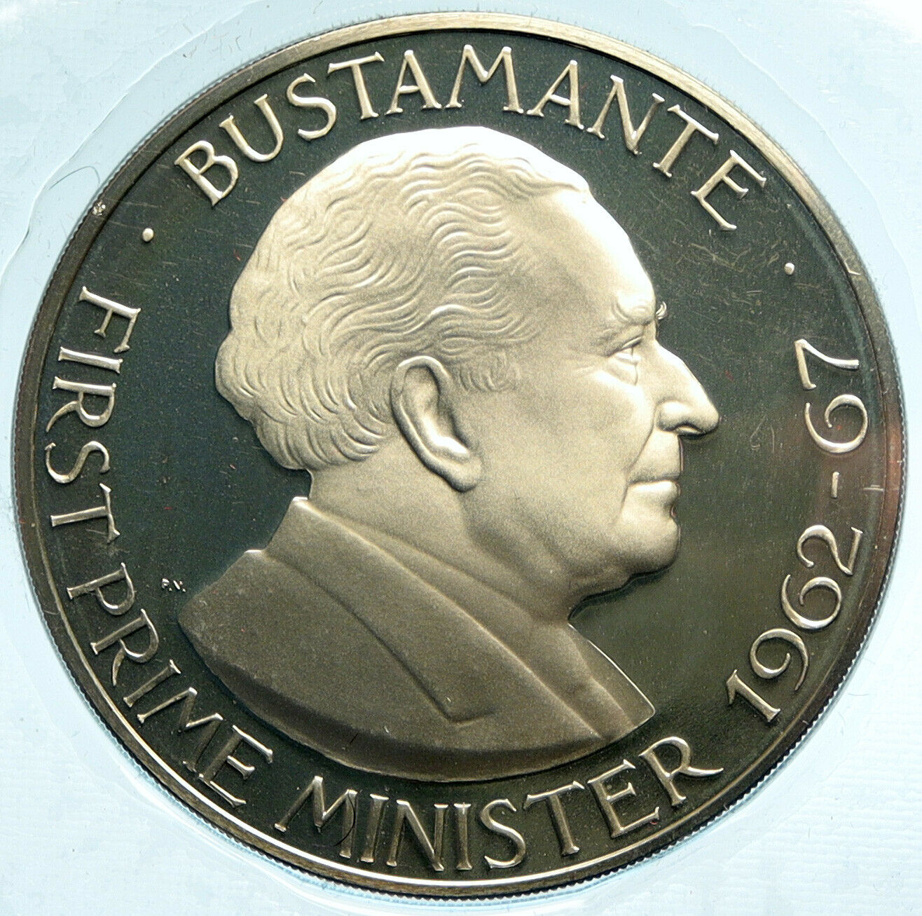 1974 JAMAICA First Prime Minister BUSTAMANTE Vintage Proof Dollar Coin i104913