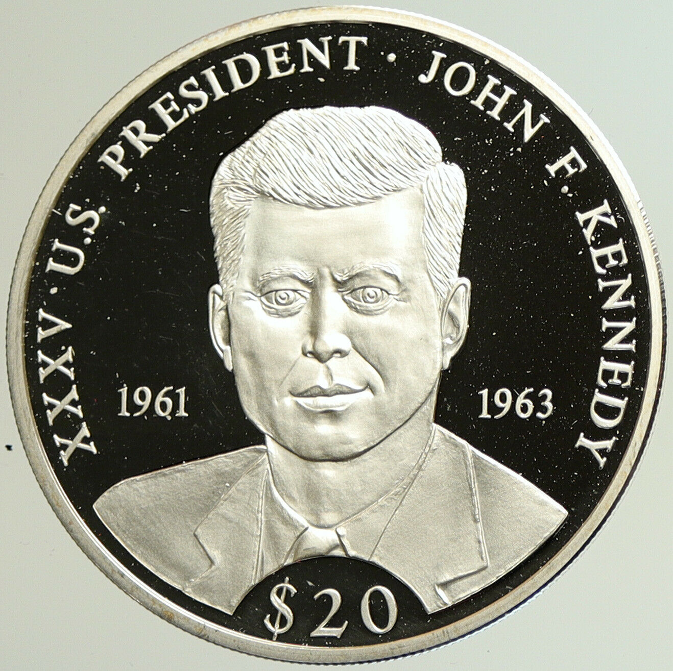 2000 LIBERIA USA President JOHN F. KENNEDY Proof Silver 20 Dollar Coin i104940