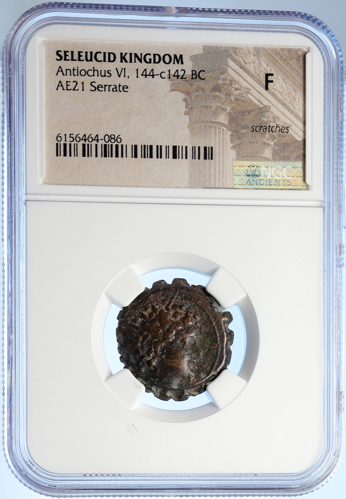 ANTIOCHOS VI Dionysos 144BC Seleukid Ancient Old Greek Coin ELEPHANT NGC i106730