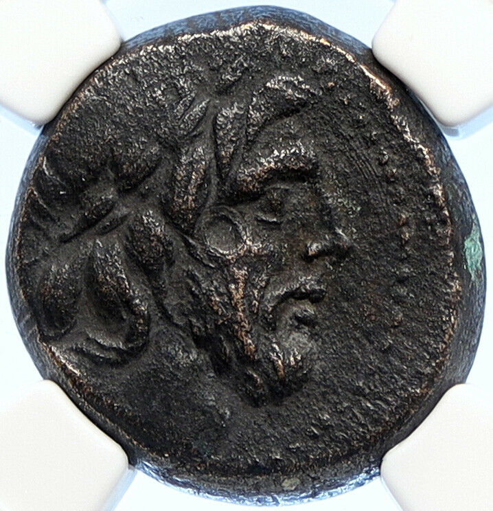 SELEUKIS in PIERIA 147BC Zeus Winged THUNDERBOLT Ancient Greek Coin NGC i106745