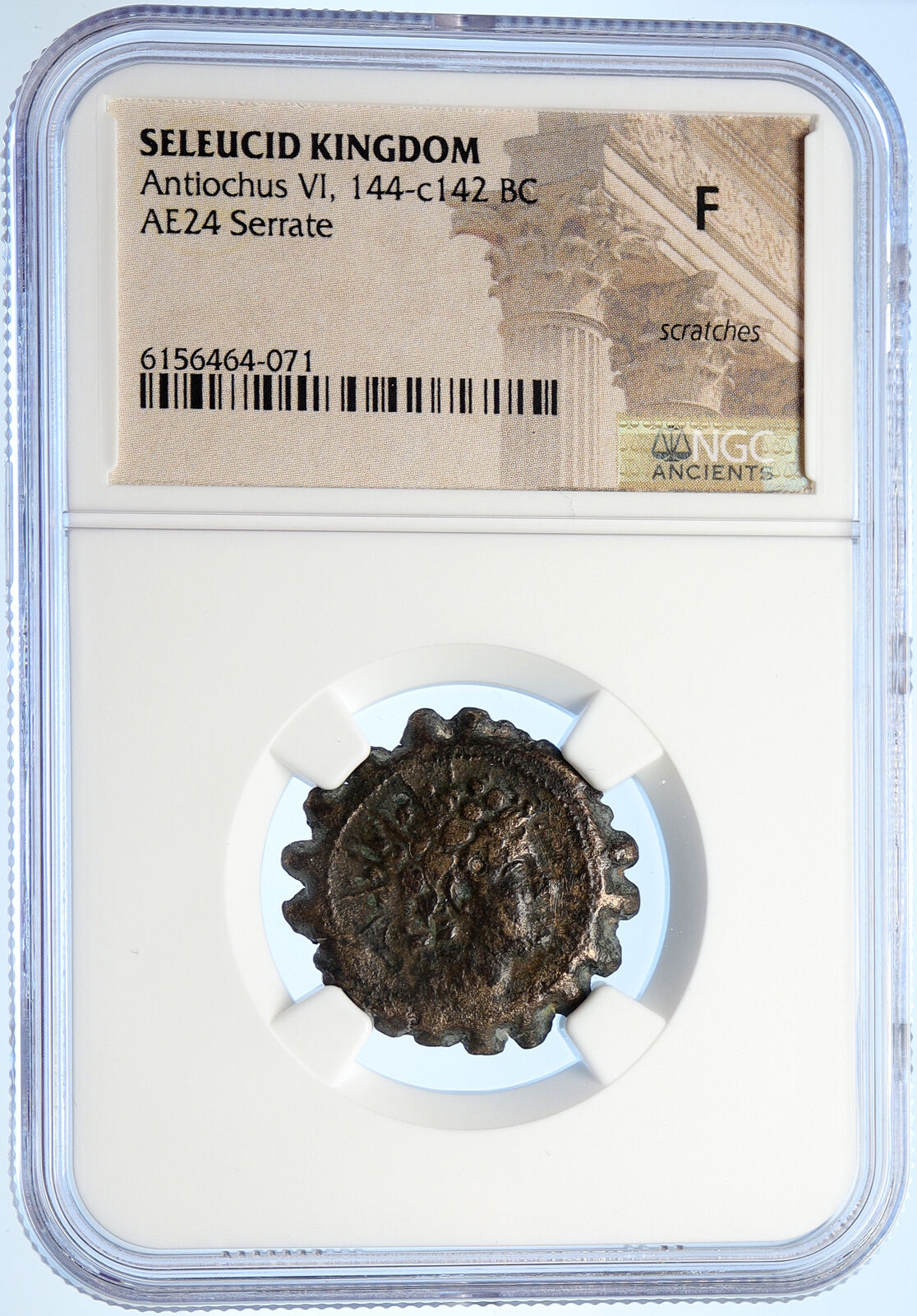 ANTIOCHOS VI Dionysos 144BC Seleukid Ancient OLD Greek Coin ELEPHANT NGC i106743