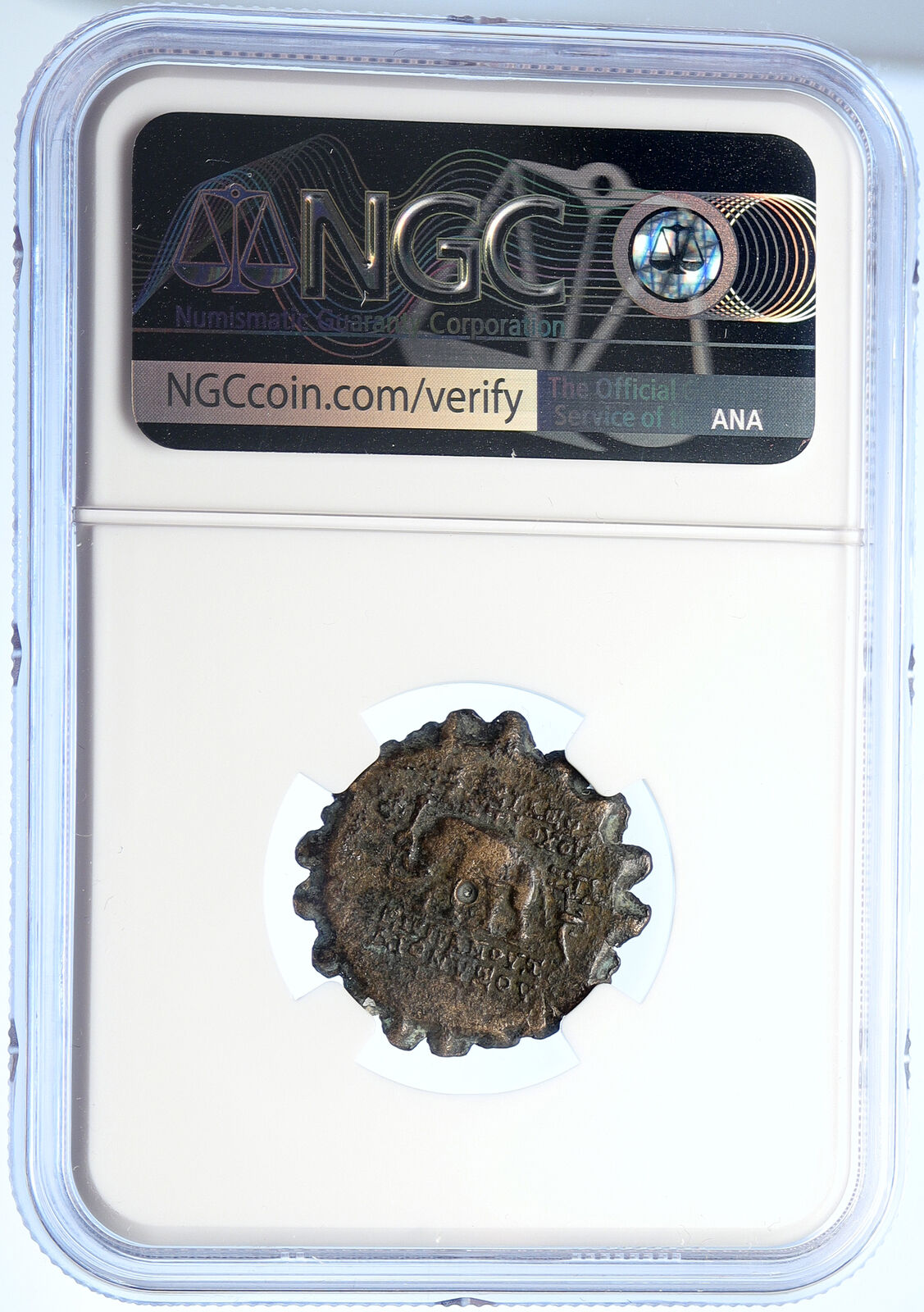 ANTIOCHOS VI Dionysos 144BC Seleukid Ancient OLD Greek Coin ELEPHANT NGC i106743