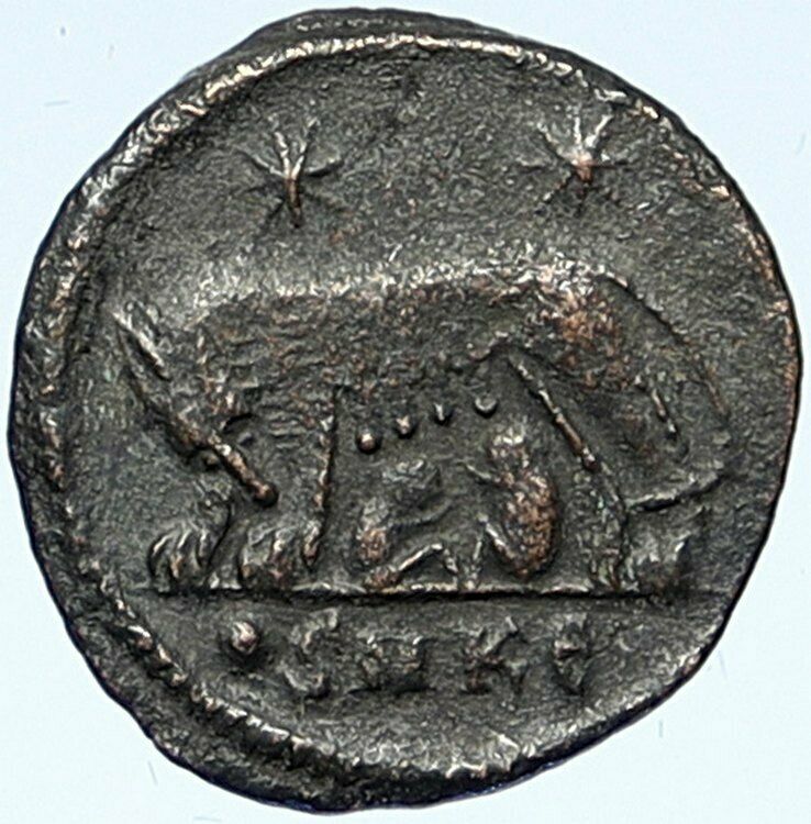 CONSTANTINE I the GREAT Romulus Remus WOLF Rome OLD Ancient Roman Coin i109286