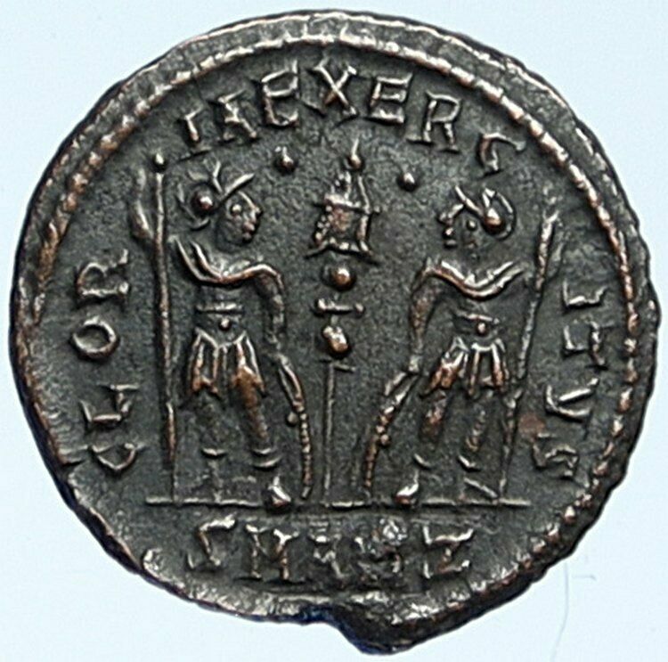 CONSTANTIUS II Authentic Ancient 337AD Roman Coin w LEGIONARY SOLDIERS i109259