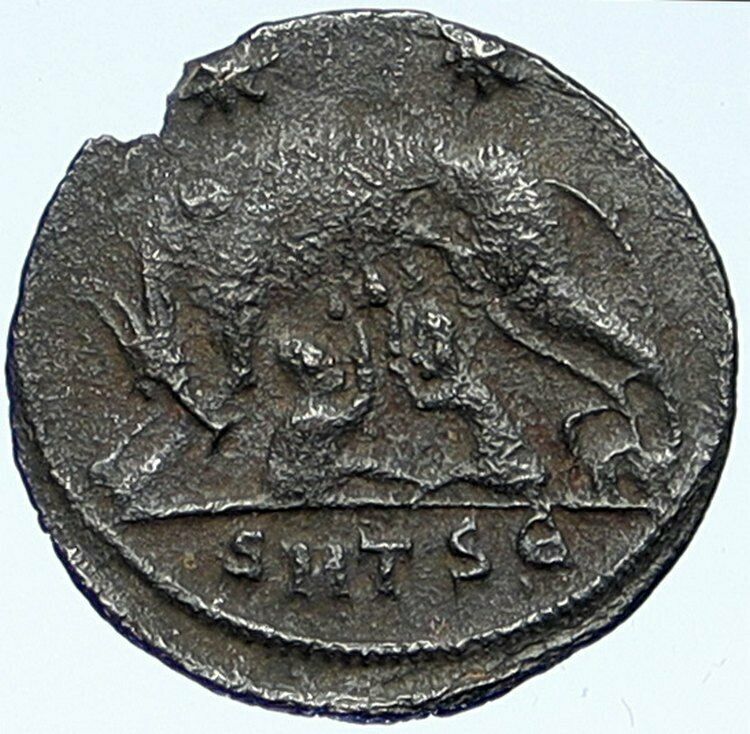 Constantine I the Great 330AD OLD Romulus Remus She-Wolf Rome Roman Coin i109258