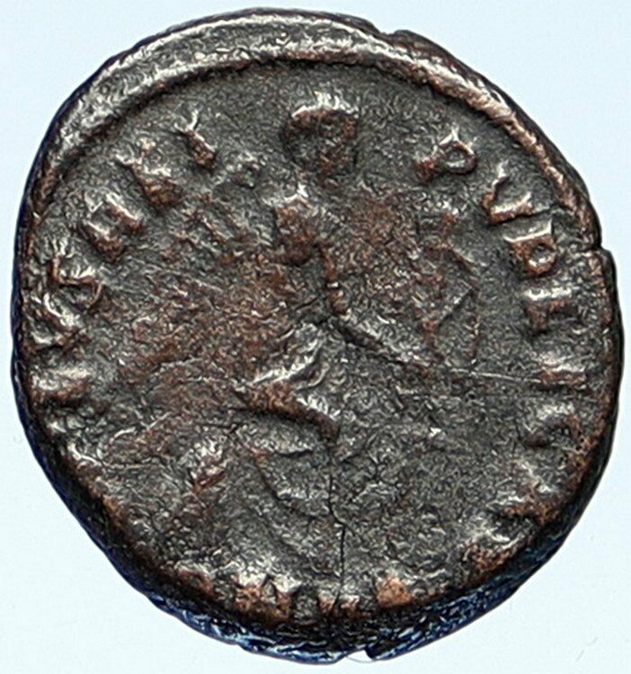 EUDOXIA Arcadius Wife 401AD Ancient Roman Coin VICTORY Christian CHI-RHO i109299