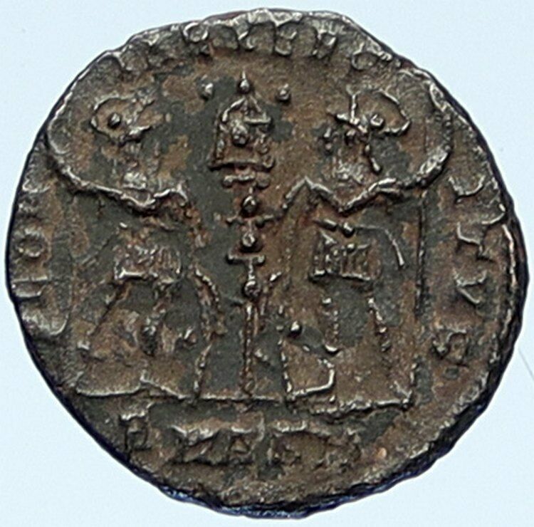 CONSTANTIUS II Authentic Ancient 337AD Roman Coin w LEGIONARY SOLDIERS i109328