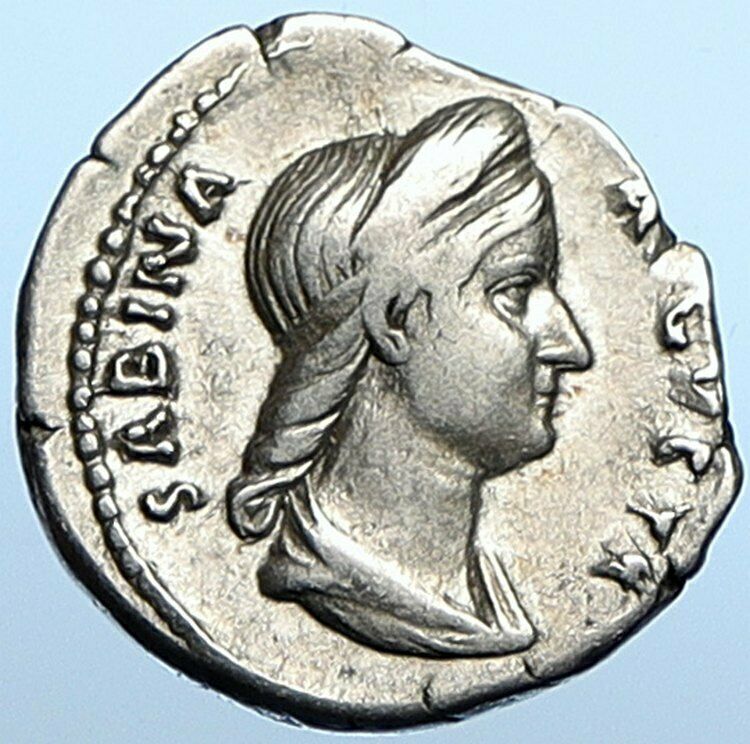 SABINA wife of HADRIAN Ancient 117-35AD Silver Roman Coin JUNO w REGALIA i108374