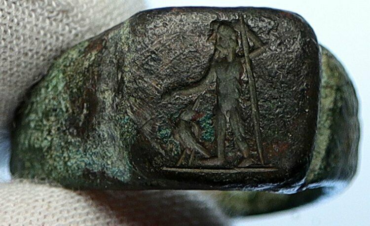 400-200BC Ancient Roman Christian ZEUS SCEPTER Old RING Jewelry Artifact i108381