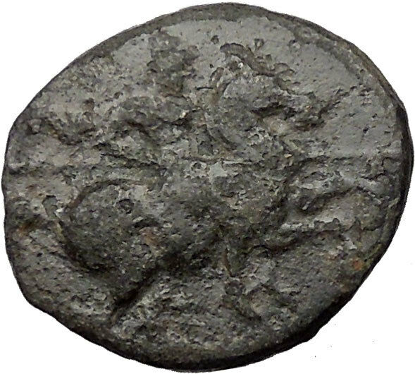 MAGNESIA ad MAENDRUM 350BC Warrior Horseman Bull Ancient Greek Coin i31773