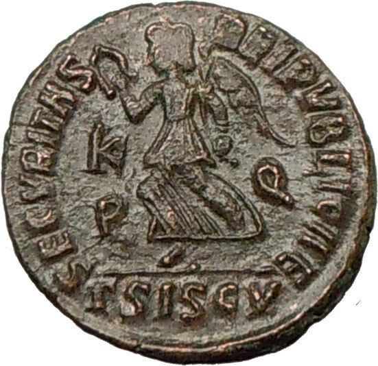 VALENTINIAN I 364AD Authentic Ancient Roman Coin ANGEL VICTORY NIKE i17347