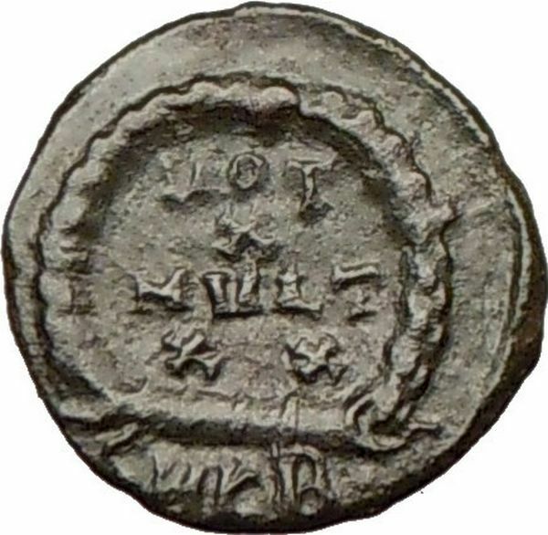 THEODOSIUS I the Great 379AD Ancient Roman Coin Wreath i17327