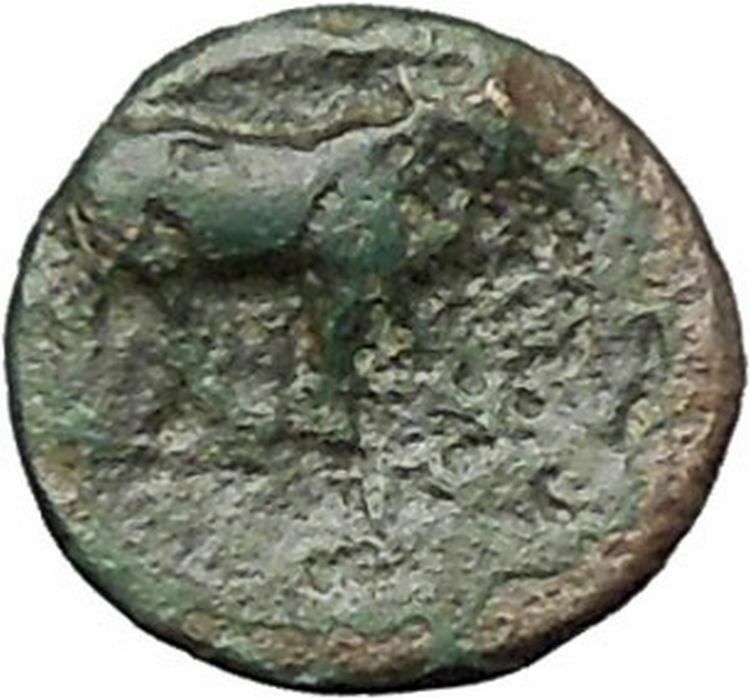 Boione in Aiolis 300BC Authentic Ancient Greek Coin Female head BULL i49495