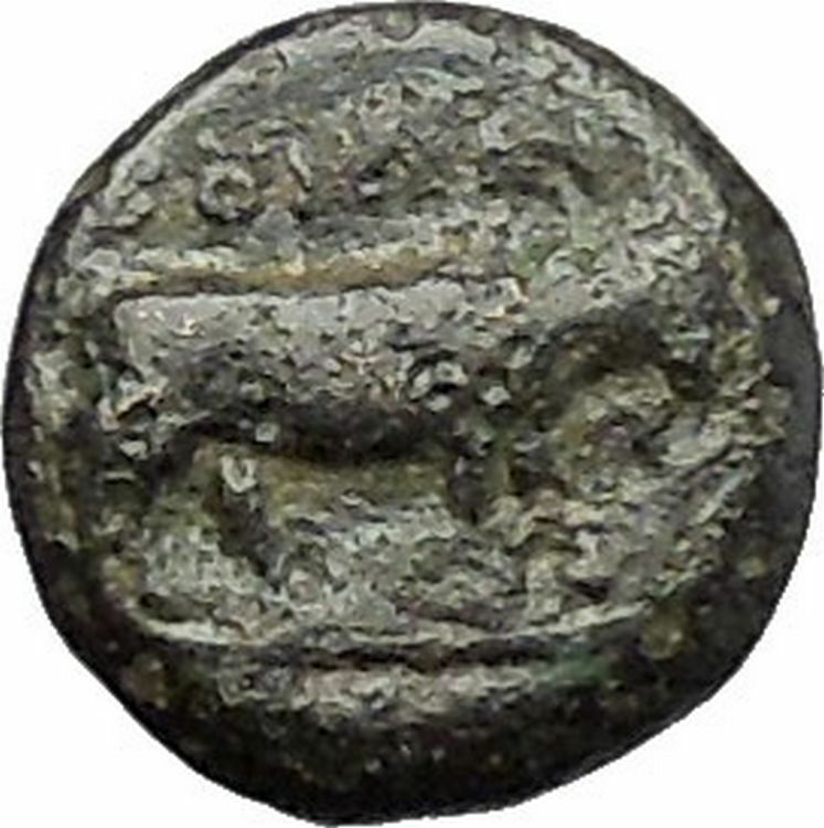 Boione in Aiolis 300BC Ancient Greek Coin Female head BULL i49496