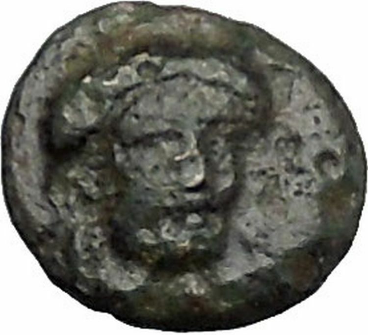 Larissa Phriconis in Aeolis 400BC Original Ancient Greek Coin Female Bull i49645