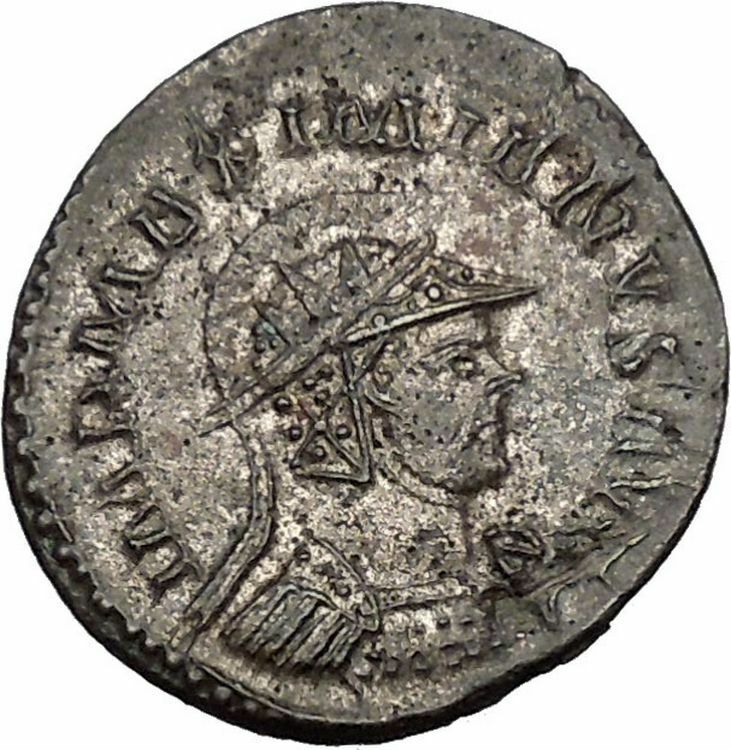 Maximian helmeted 290AD Rare Authentic Ancient Roman Coin PAX Peace Cult i52078