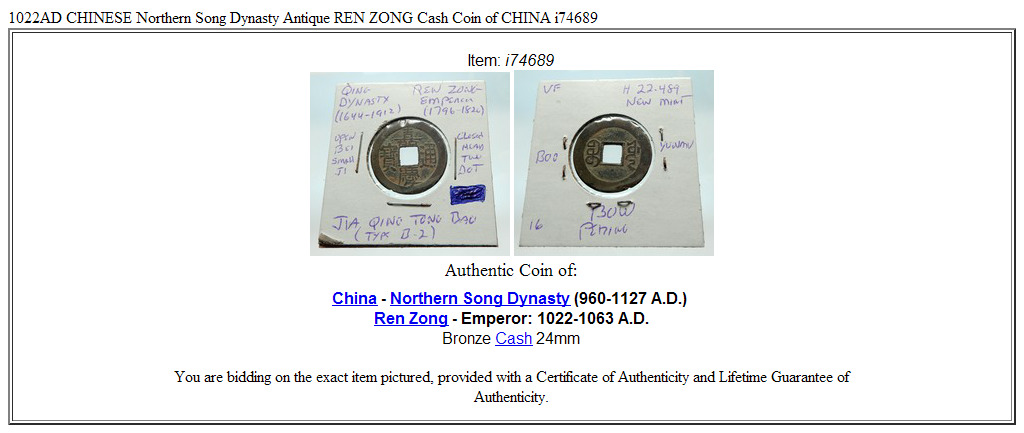 1022AD CHINESE Northern Song Dynasty Antique REN ZONG Cash Coin of CHINA i74689