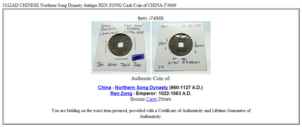 1022AD CHINESE Northern Song Dynasty Antique REN ZONG Cash Coin of CHINA i74669