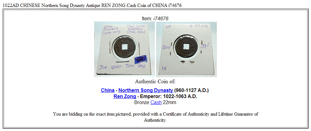 1022AD CHINESE Northern Song Dynasty Antique REN ZONG Cash Coin of CHINA i74676