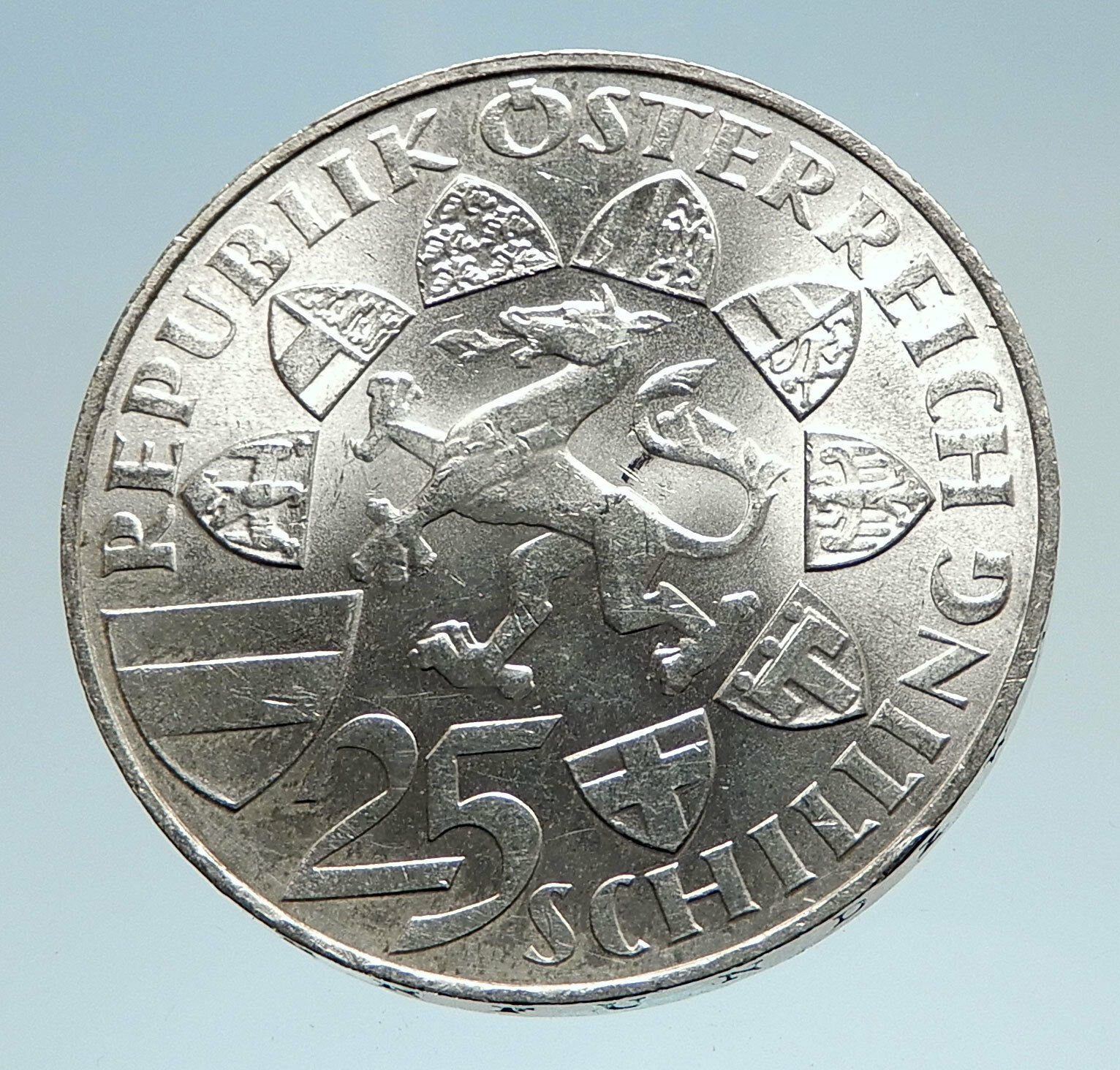 1965 AUSTRIA Archduke Johann or John Genuine Silver 25 Schilling Coin i75203