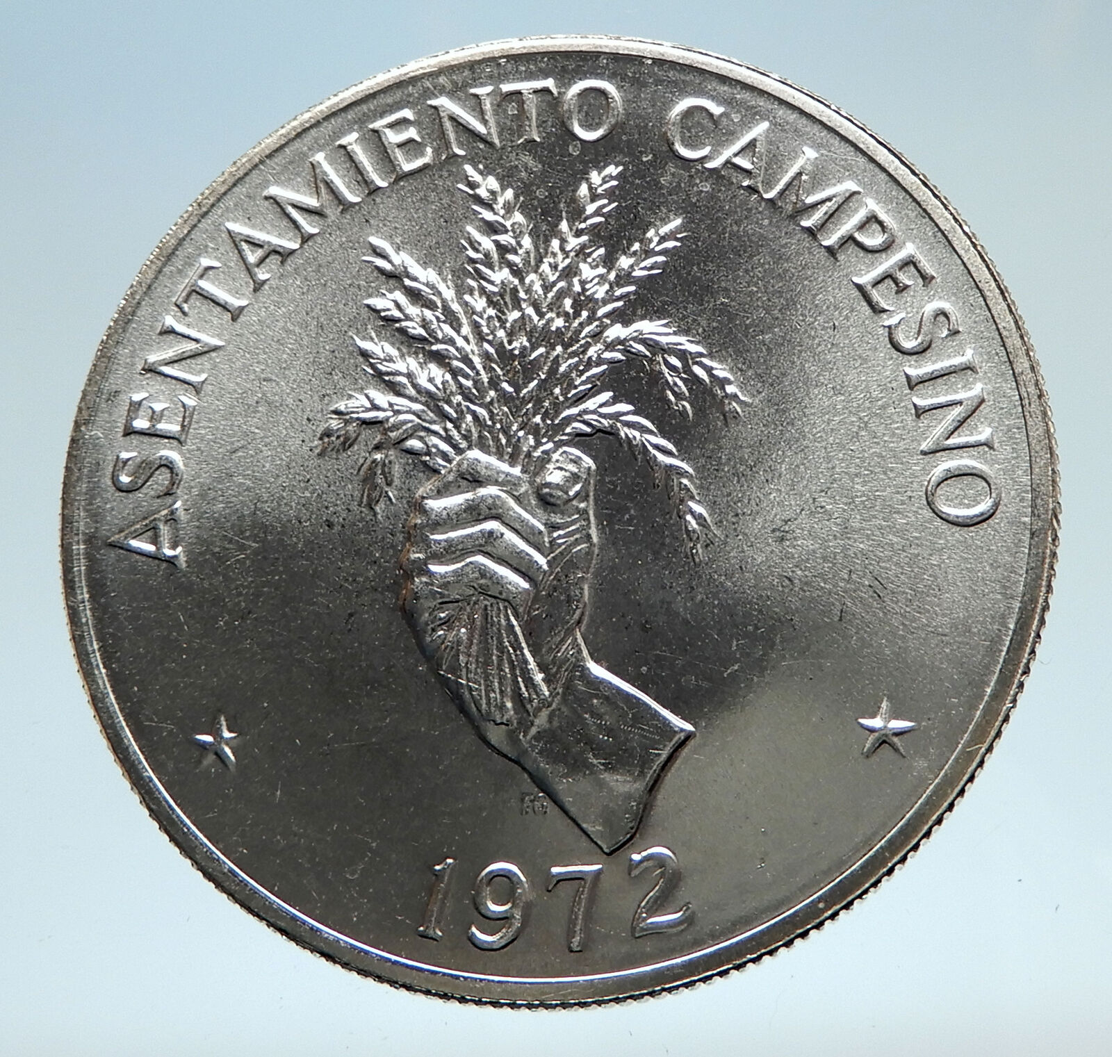 1972 PANAMA FAO Agricultrue Peasants Plants Genuine Silver 5 Balboa Coin i75196