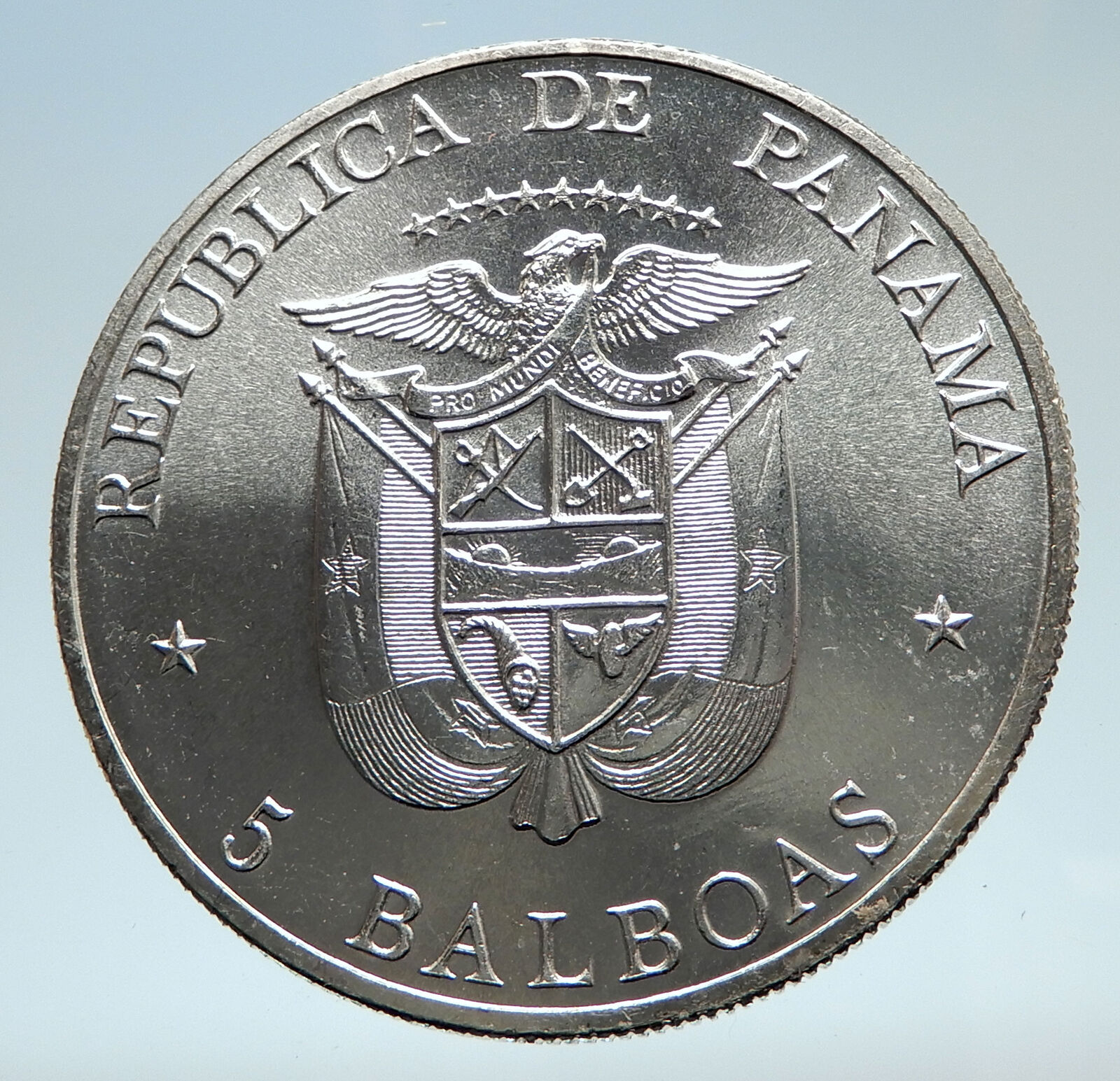 1972 PANAMA FAO Agricultrue Peasants Plants Genuine Silver 5 Balboa Coin i75196