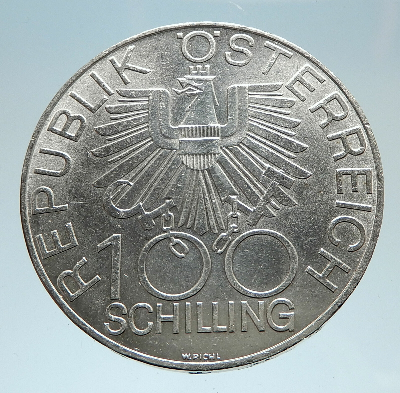 1979 AUSTRIA Inn District Buildings Genuine Silver 100 Schilling Coin i75210