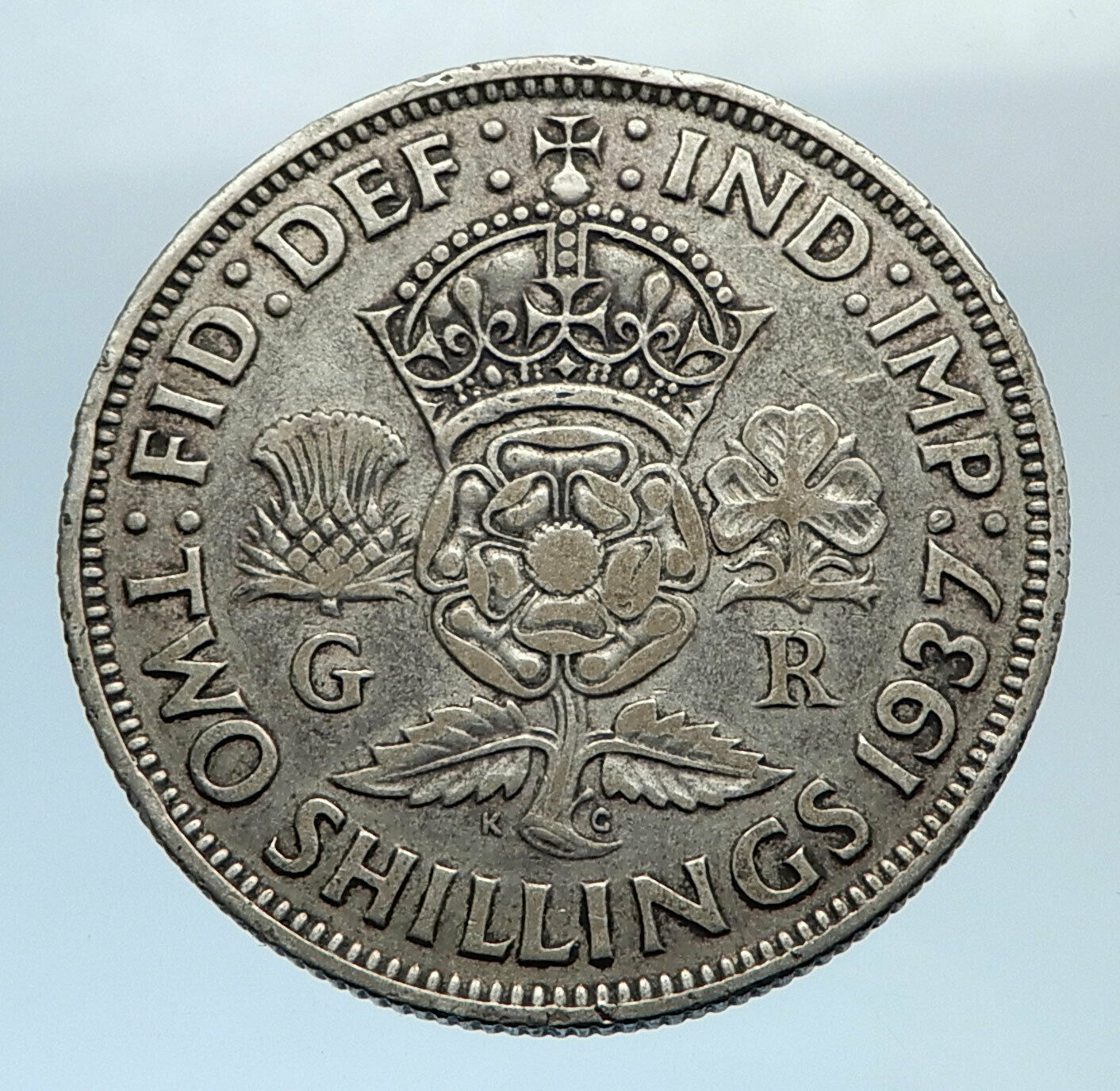 1937 United Kingdom Great Britain GEORGE VI Silver Florin 2Shillings Coin i74319