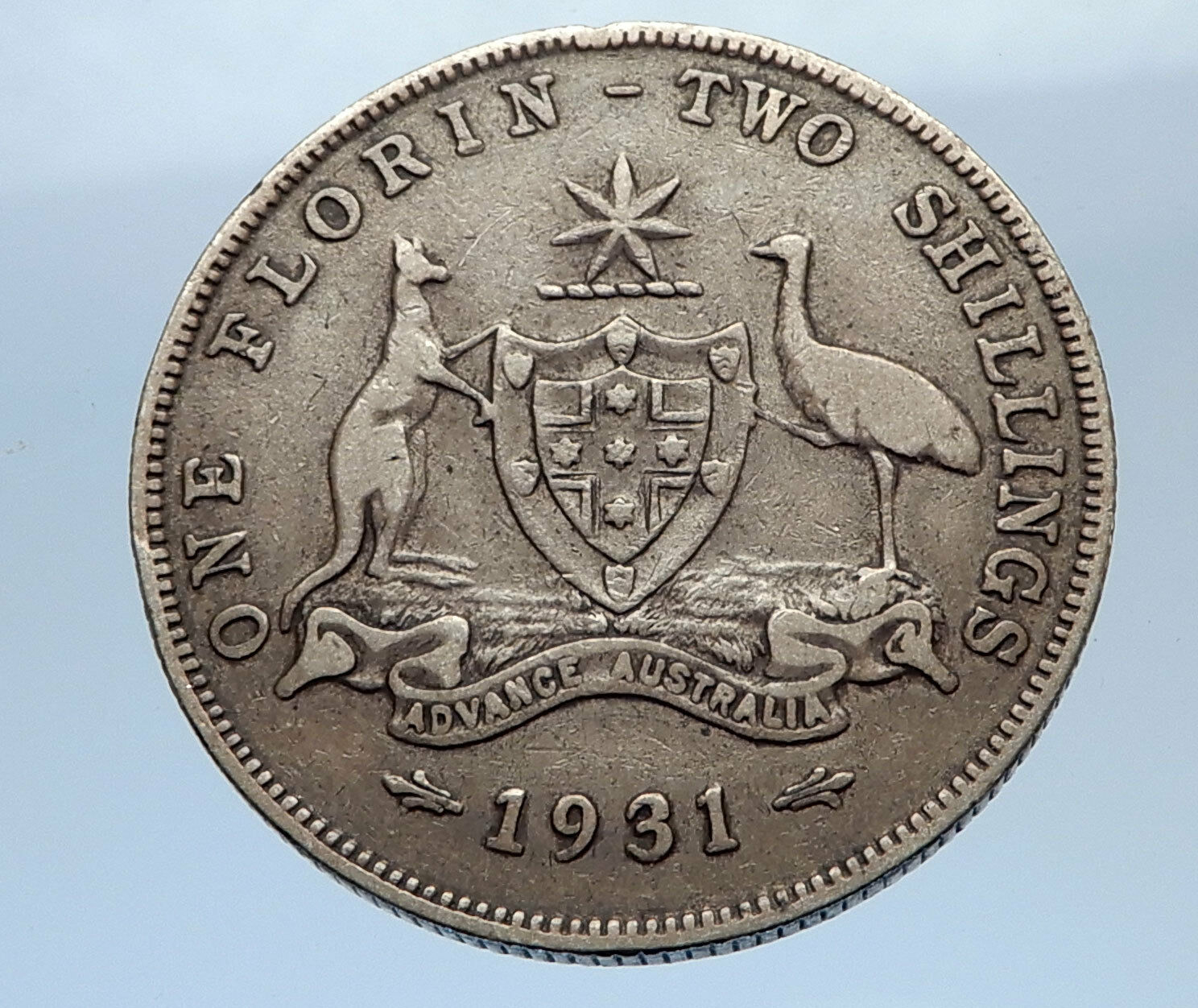 1911 AUSTRALIA Silver Shilling UK King George V KANGAROO Coin i71613