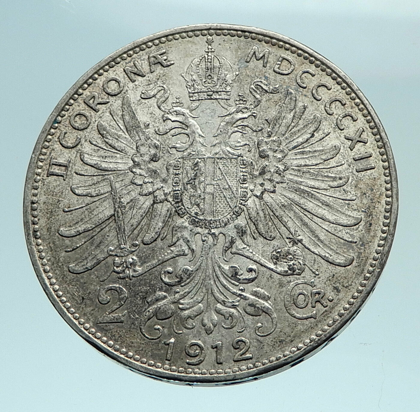 1912 AUSTRIA KING FRANZ JOSEPH I Eagle Genuine Silver 2 Corona Coin i79454