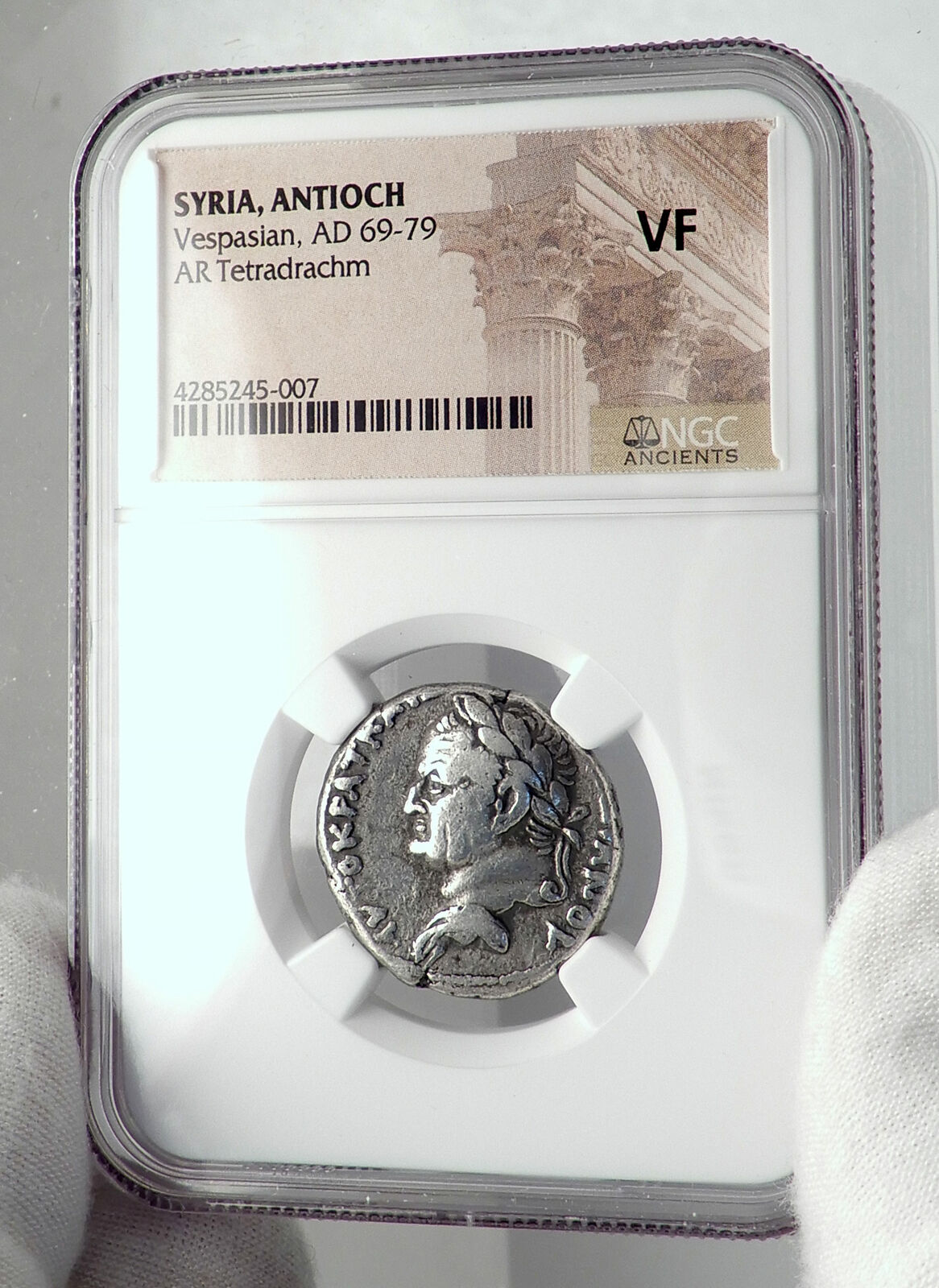 VESPASIAN & TITUS 69AD Silver Antioch Tetradrachm Ancient Roman Coin NGC i80929