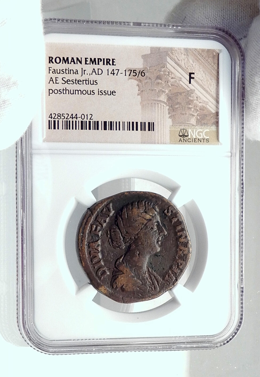 Diva FAUSTINA II Jr Rome Sestertius Ancient Roman Coin DIANA LUCIFERA NGC i81142