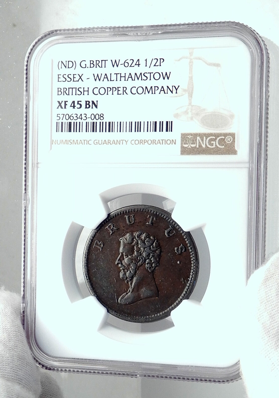 1809 GREAT BRITAIN England Conder Toxen ESSEX Walthamstow BRUTUS NGC i81266