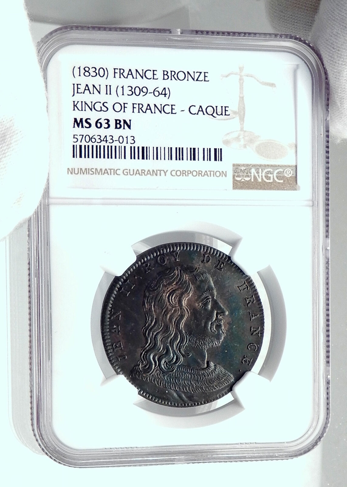 1830 FRANCE Antique French Medal w KING JEAN II Louis Philippe time NGC i81269