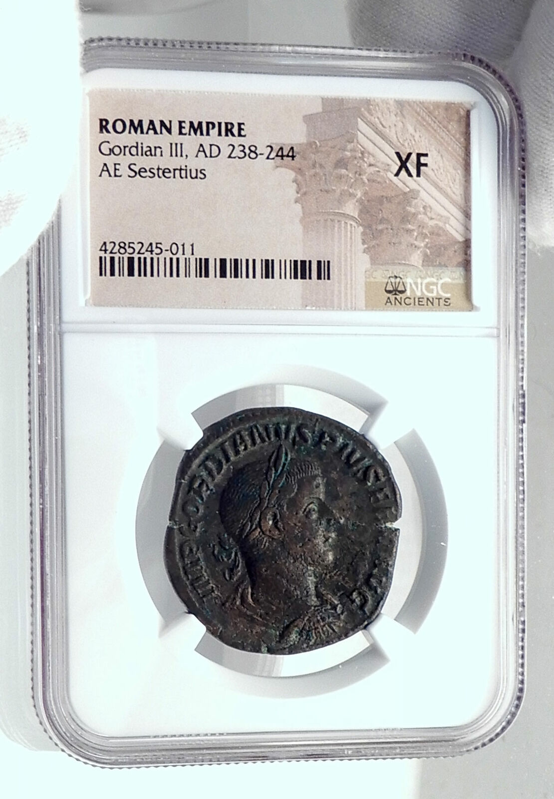 GORDIAN III Authentic Ancient Rome Sestertius Ancient Roman Coin MARS NGC i81339