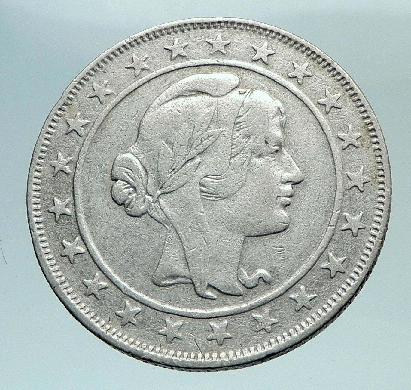 1928 BRAZIL Woman of Republic OLD Antique Brazilian Silver 2000 Reis Coin i81026