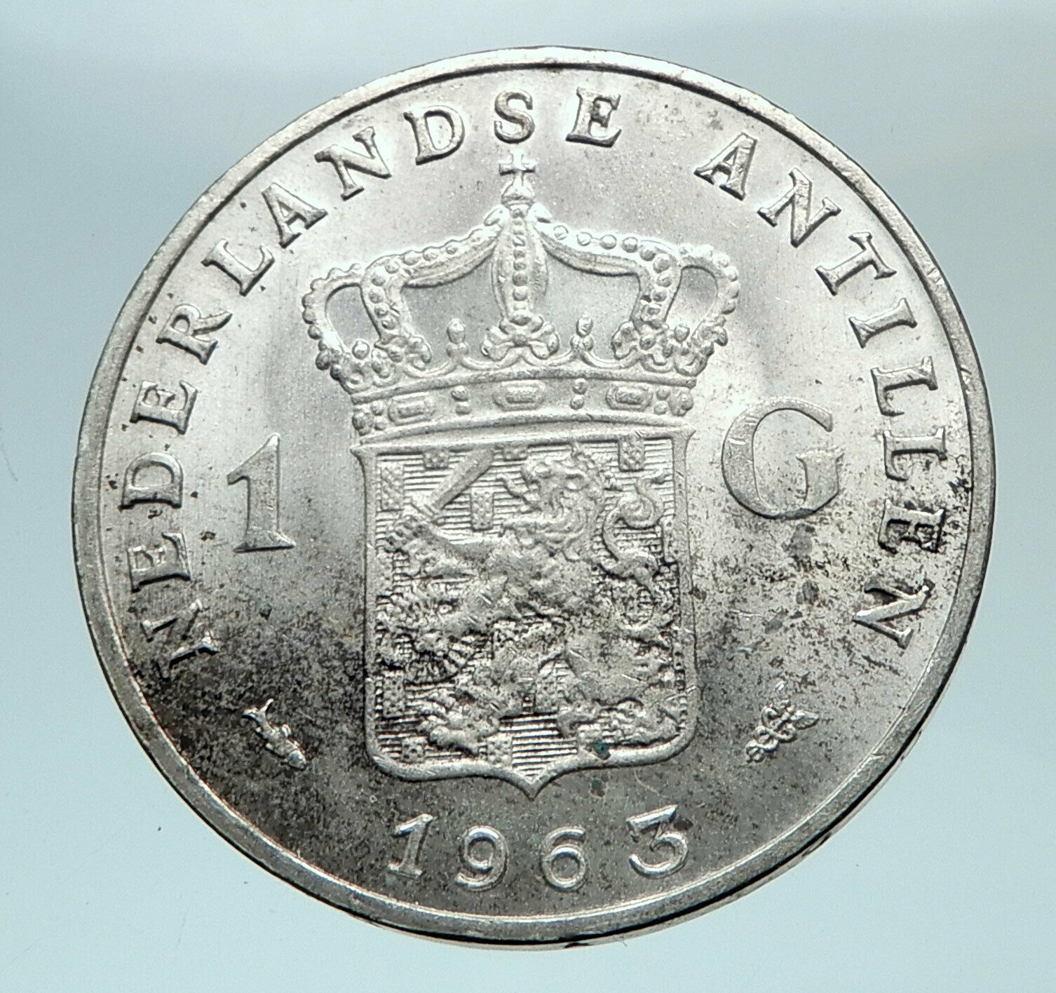 1963 Netherlands Kingdom Queen JULIANA I Gulden Authentic Silver Coin i80806