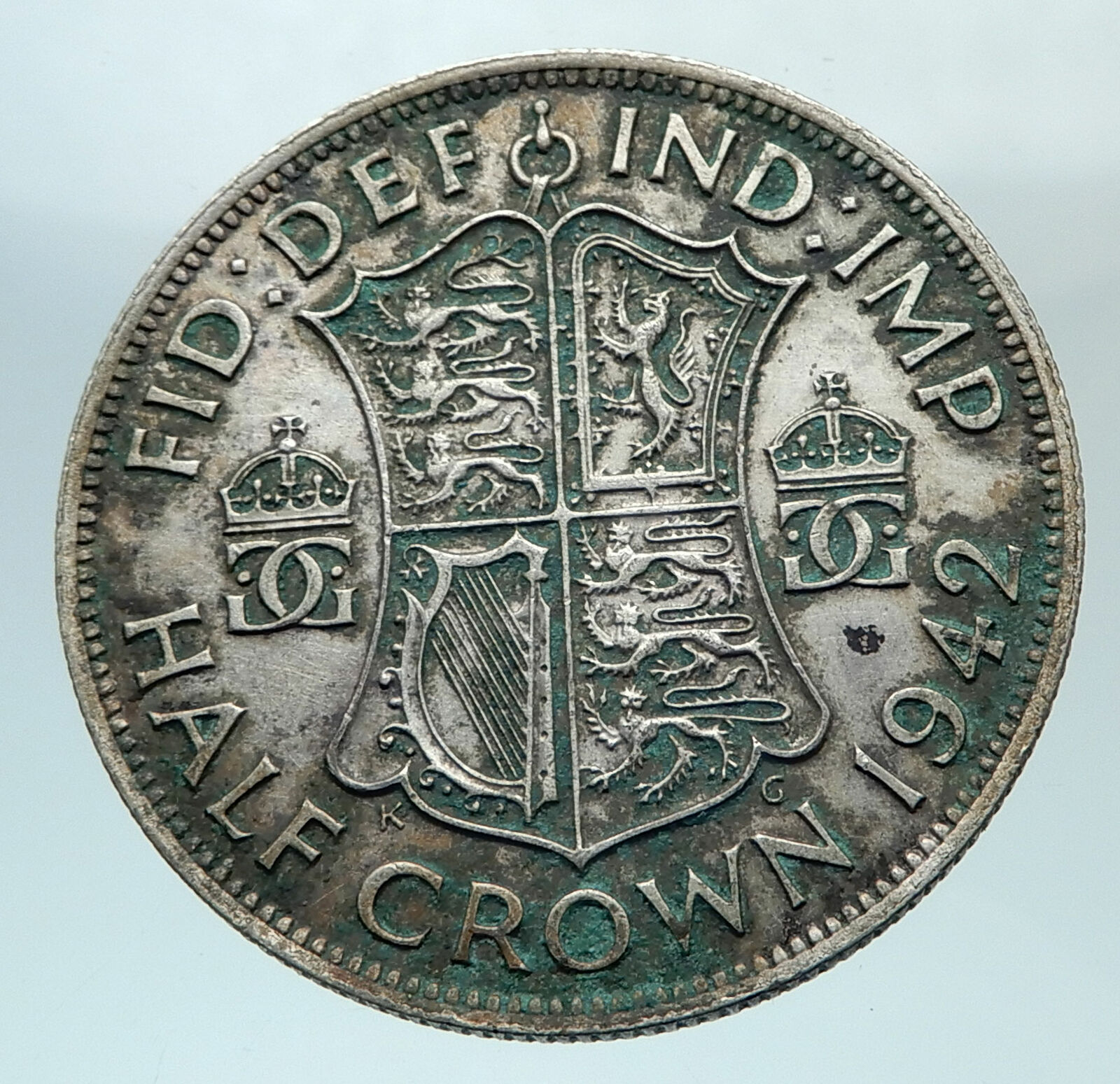 1942 Great Britain United Kingdom UK GEORGE VI Silver Half Crown Coin i80812