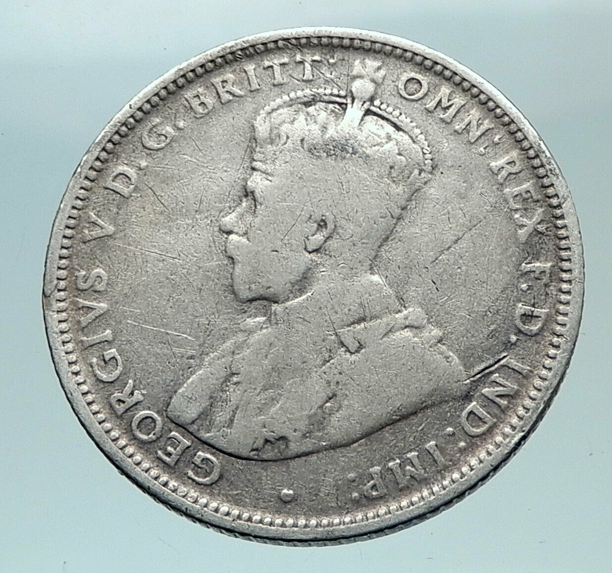 1911 AUSTRALIA UK King George V KANGAROO Genuine Silver Shilling Coin i80984