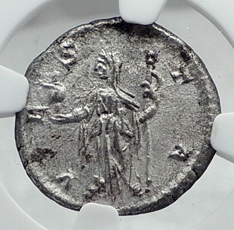 JULIA MAMAEA Authentic Ancient 226AD Genuine Silver Roman Coin VESTA NGC i81395