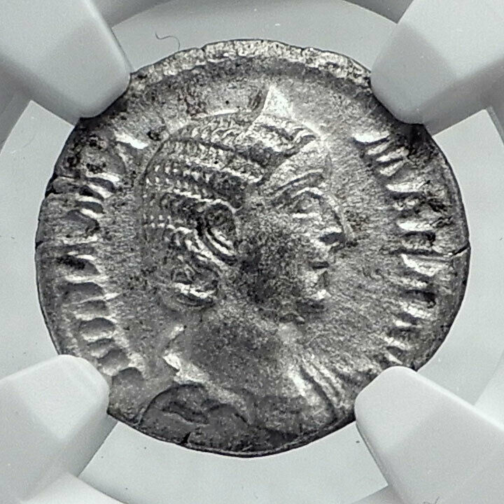 JULIA MAMAEA Authentic Ancient 226AD Genuine Silver Roman Coin VESTA NGC i81395