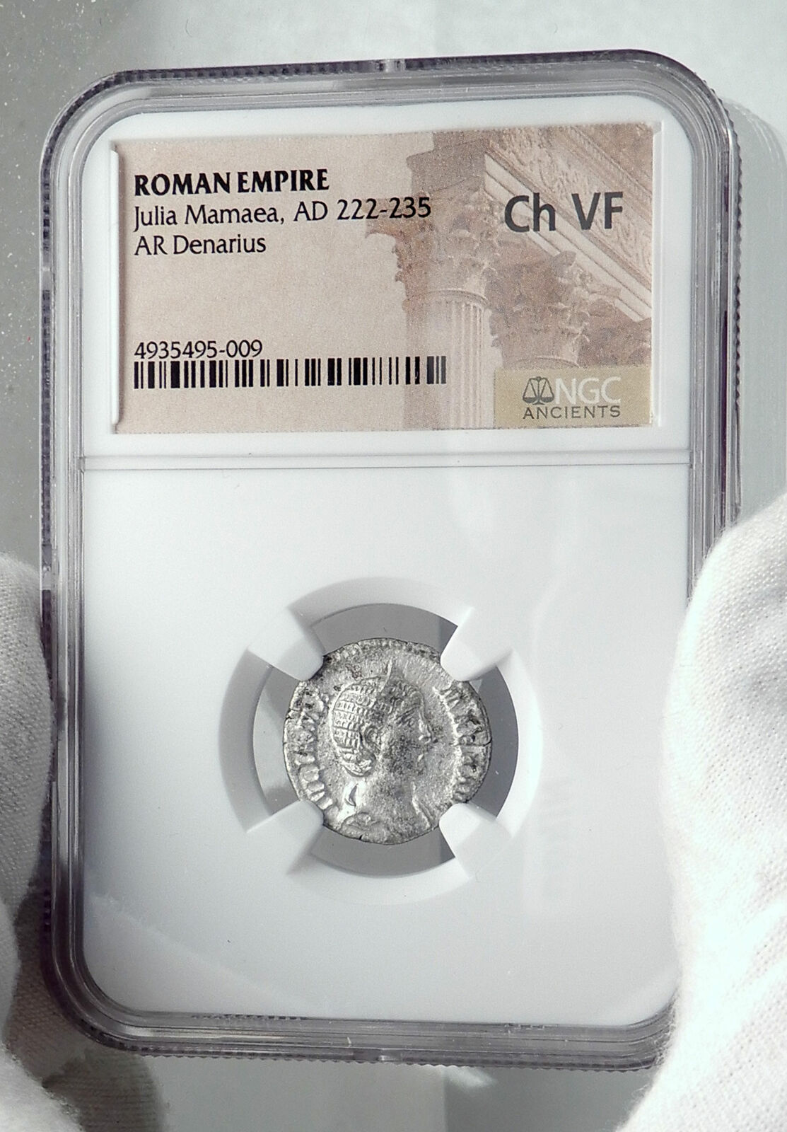 JULIA MAMAEA Authentic Ancient 226AD Genuine Silver Roman Coin VESTA NGC i81395