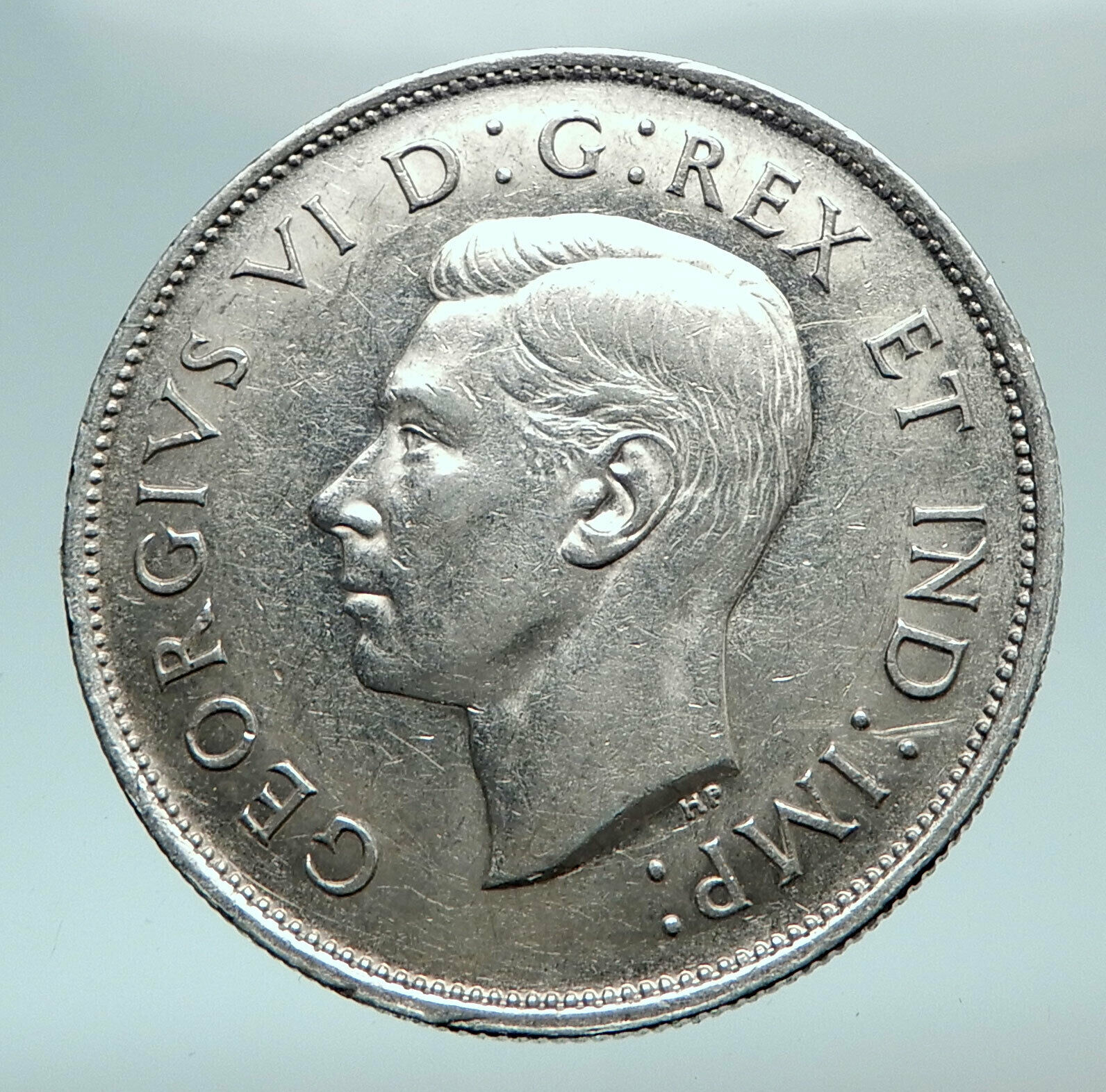 1940 CANADA UK King GEORGE VI Coat-of-Arms Large SILVER 50 Cents Coin i81038