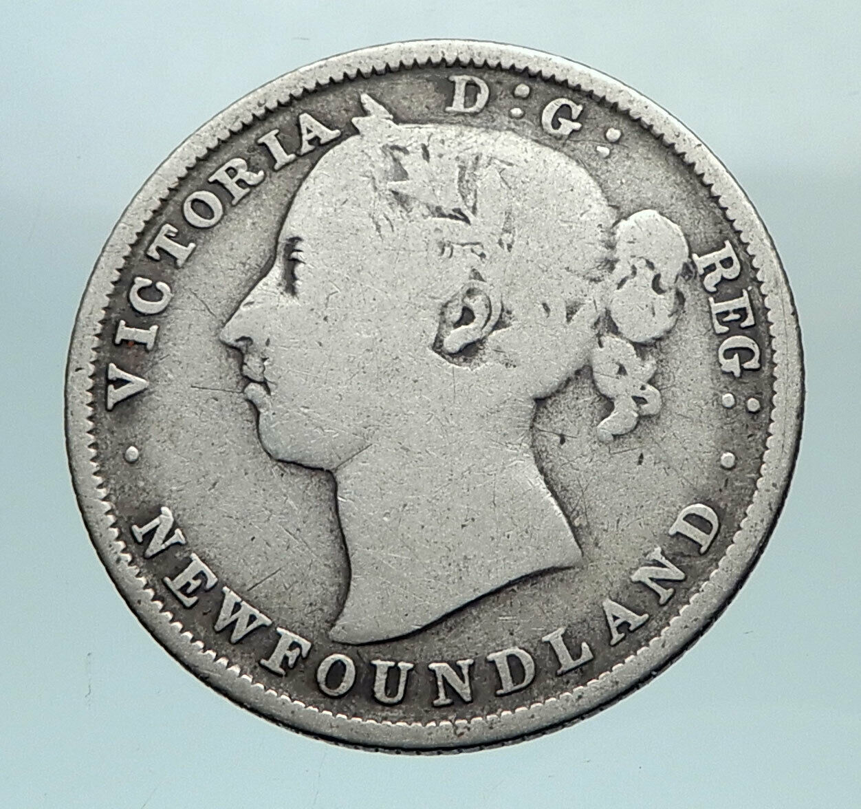 1882 CANADA NEWFOUNDLAND UK Queen VICTORIA Genuine Silver 20 Cents Coin i81051